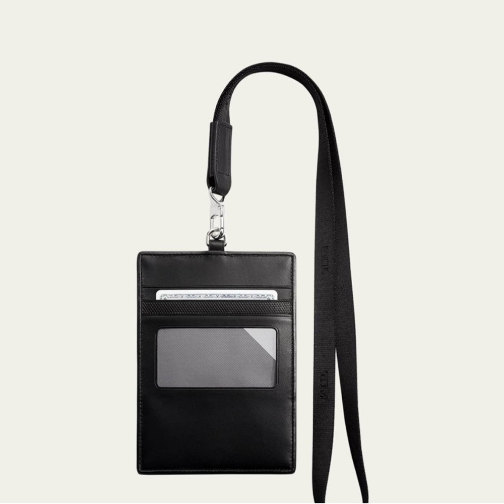 NWT Black Tumi Alpha Travel Lanyard Ballistic Nylon & Leather - Picture 3 of 7
